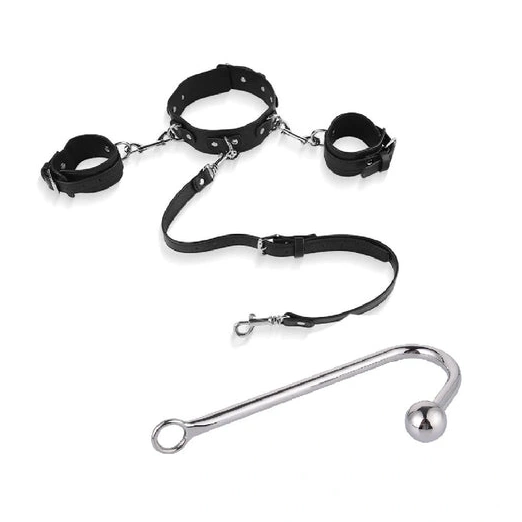 Anal 5334 and Hook with Cuffs Elegant Beaded Collar 1117